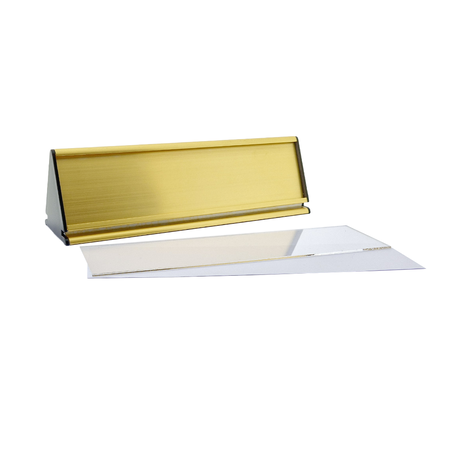 CombiCraft Bureau naambordje Prestige aluminium met papierinleg in goudkleurig 245x77mm - per 1 stuk