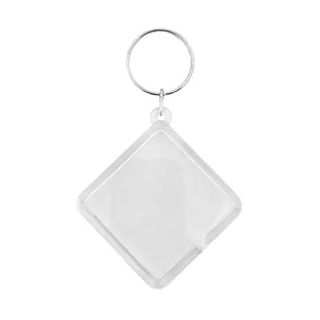Plexiglas sleutelhanger blanco ruit groot 58x58mm - per 1 stuk