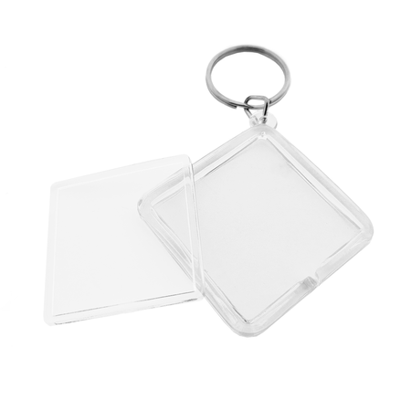 Plexiglas sleutelhanger blanco ruit groot 58x58mm - per 1 stuk
