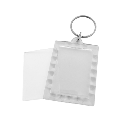 Plexiglas sleutelhanger blanco rechthoek geribbeld 38x50mm - per 1 stuk