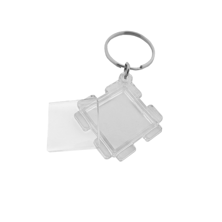 Plexiglas sleutelhanger blanco puzzelblokje 30x30mm - per 1 stuk