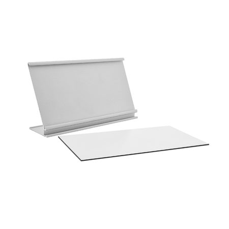 Bureau naambordje Royale zilverkleurig met acrylaat inschuifstrook met gravering 170x100mm - per 1 stuk