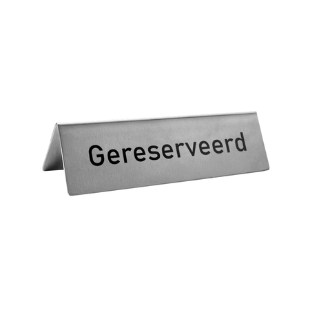 Gereserveerd bordje van RVS met zwarte gravering van 120x50x1,5 mm - per 1 stuk