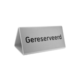 Gereserveerd bordje Cody van zilverkleurig aluminium met gravering 100x55mm  - per 1 stuk