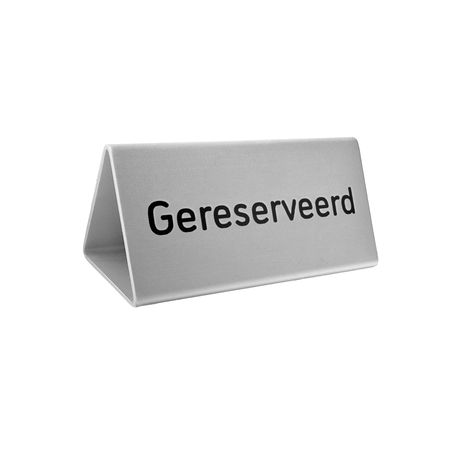 Gereserveerd bordje Cody van zilverkleurig aluminium met gravering 100x55mm  - per 1 stuk