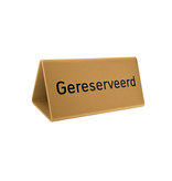 Gereserveerd bordje Cody van goudkleurig aluminium met gravering 100x55mm  - per 1 stuk