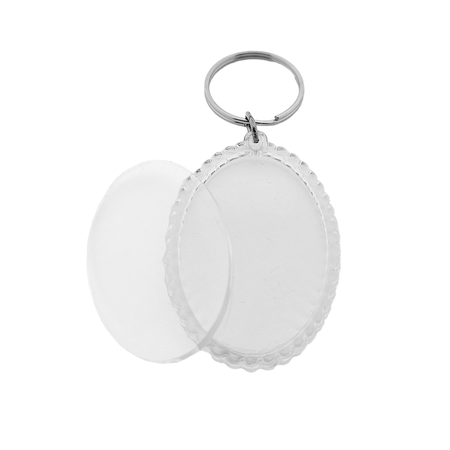 Plexiglas sleutelhanger blanco ovaal geribbeld 35x49mm - per 1 stuk