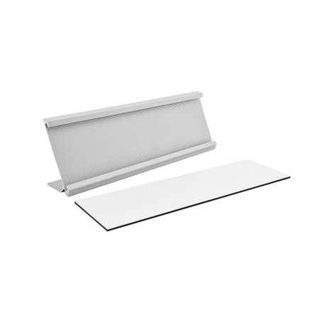 Bureau naambordje Titan zilverkleurig met acrylaat inschuifstrook met gravering 178x60mm - per 1 stuk
