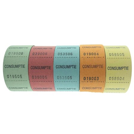 CombiCraft Kleine Consumptiebon op rol  (30x30 mm) per 500 bonnen / 1 rol