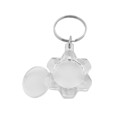 Plexiglas sleutelhanger blanco bloem 27x35mm - per 1 stuk