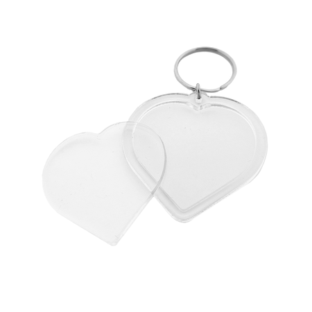 Plexiglas sleutelhanger blanco hart groot 50x50mm - per 1 stuk