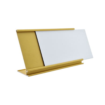Bureau naambordje Royale goudkleurig met acrylaat inschuifstrook met gravering 170x100mm - per 1 stuk