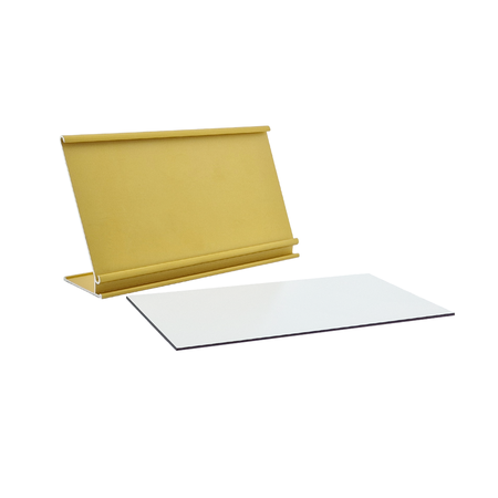 Bureau naambordje Royale goudkleurig met acrylaat inschuifstrook met gravering 170x100mm - per 1 stuk