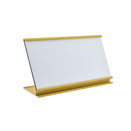 Bureau naambordje Royale goudkleurig met acrylaat inschuifstrook met gravering 170x100mm - per 1 stuk