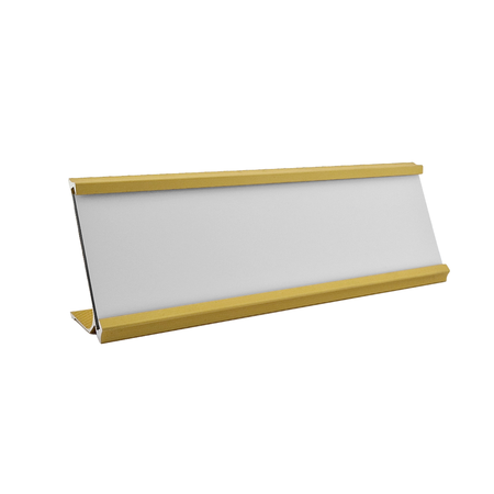 Bureau naambordje Titan goudkleurig met acrylaat inschuifstrook met gravering 178x160mm - per 1 stuk