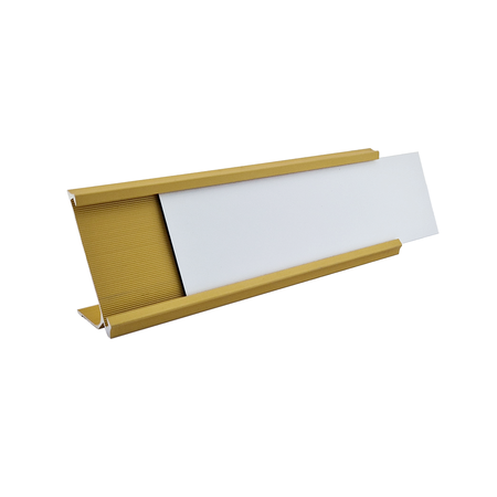 Bureau naambordje Titan goudkleurig met acrylaat inschuifstrook met gravering 178x160mm - per 1 stuk