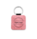 CombiCraft Leren sleutelhanger vierkant met logo in lichtroze 50x50mm - per 1 stuk