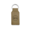 Leren sleutelhanger rechthoek met logo in taupe 33x70mm - per 1 stuk