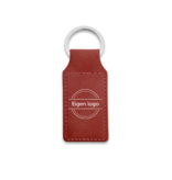 Leren sleutelhanger rechthoek met logo in bordeaux 33x70mm - per 1 stuk