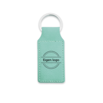 Leren sleutelhanger met logo turquoise