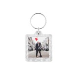 Plexiglas sleutelhanger met jouw foto vierkant geribbeld 39x39mm - per 1 stuk