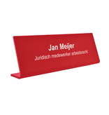 Bureau naambordje Kelby rood met functietitel van plexiglas - per 1 stuk