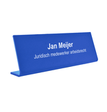 Bureau naambordje Kelby blauw met functietitel van plexiglas - per 1 stuk