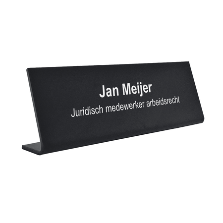 Bureau naambordje Kelby zwart met functietitel van plexiglas - per 1 stuk