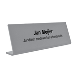 Bureau naambordje Kelby zilverkleurig met functietitel van plexiglas - per 1 stuk
