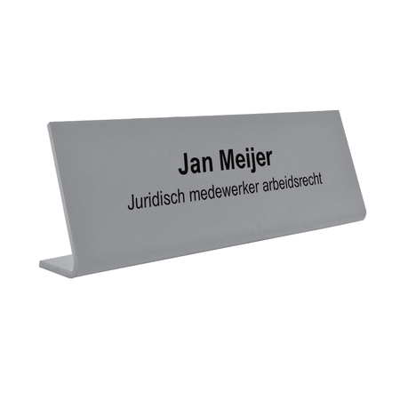 Bureau naambordje Kelby zilverkleurig met functietitel van plexiglas - per 1 stuk