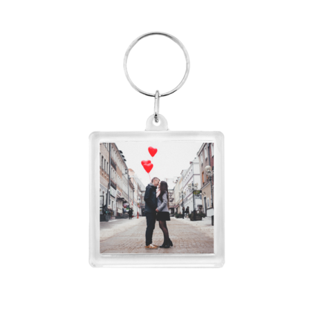 Plexiglas sleutelhanger met jouw foto vierkant 50x50mm - per 1 stuk