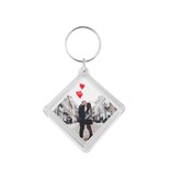 Plexiglas sleutelhanger met jouw foto ruit klein 48x48mm - per 1 stuk