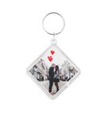 Plexiglas sleutelhanger met jouw foto ruit groot 58x58mm - per 1 stuk