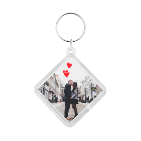 Plexiglas sleutelhanger met jouw foto ruit groot 58x58mm - per 1 stuk
