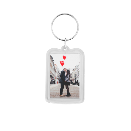 Plexiglas sleutelhanger met jouw foto rechthoek middel 33x42mm - per 1 stuk