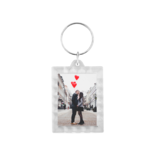 Plexiglas sleutelhanger met jouw foto rechthoek geribbeld 38x50mm - per 1 stuk