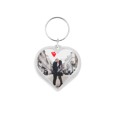 Plexiglas sleutelhanger met jouw foto hart groot 50x50mm - per 1 stuk