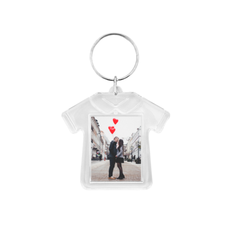 Plexiglas sleutelhanger met jouw foto T-shirt 55x52mm - per 1 stuk