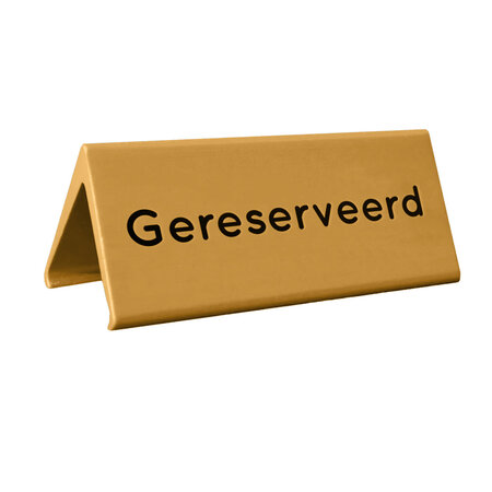 Gereserveerd bordje Elegant van aluminium in goud 120x55mm met gravering aan beide zijden - per 1 stuk