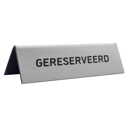 Gereserveerd bordje van acrylaat in zilver met gravering 150x50mm  - per 1 stuk