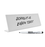 Blanco bureau naambordje Kelby van plexiglas - per 1 stuk