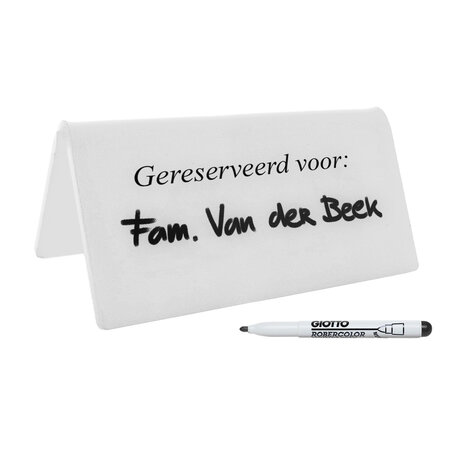 Gereserveerd voor bordje van plexiglas in wit 140x60x3mm om te beschrijven met markeerstift- per stuk