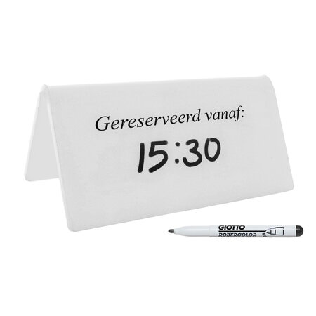 Gereserveerd vanaf bordje van plexiglas in wit 140x60x3mm met markeerstift- per stuk