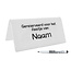 Gereserveerd bordje voor feestjes van plexiglas in wit 140x60x3mm met markeerstift - per stuk