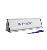 Bureau naambordje Prestige aluminium met papierinleg in zilverkleurig 245x77mm - per 1 stuk