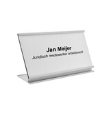 Bureau naambordje Royale zilverkleurig met acrylaat inschuifstrook met gravering 170x100mm - per 1 stuk