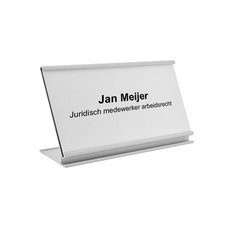 Bureau naambordje Royale zilverkleurig met acrylaat inschuifstrook met gravering 170x100mm - per 1 stuk