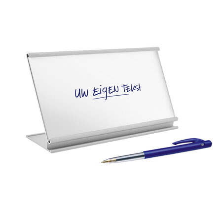 Bureau naambordje Royale aluminium met papierinleg in zilver 170x100mm - per 1 stuk