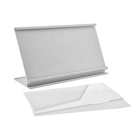 Bureau naambordje Royale aluminium met papierinleg in zilver 170x100mm - per 1 stuk