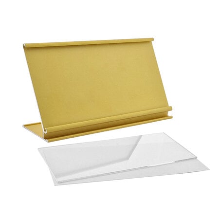Bureau naambordje Royale aluminium met papierinleg in goud 170x100mm - per 1 stuk